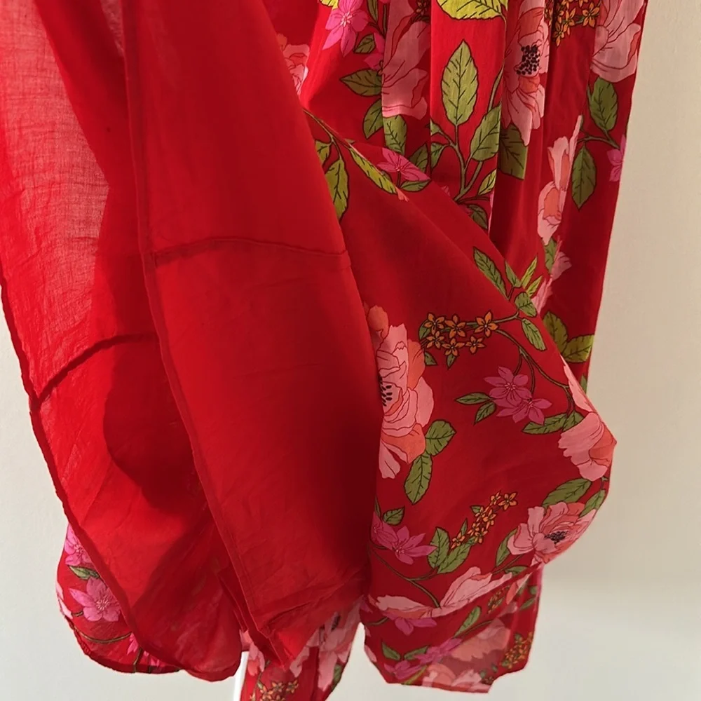 J.CREW Cotton voile rosette plunge maxi dress in peony vines - Picture 9 of 12